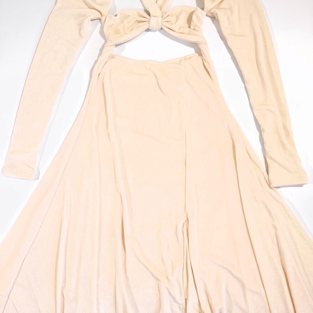 NWT Alamour the Label Satori Cream Knotted Cut Out Midi Dress French Girl Glam - Picture 5 of 10